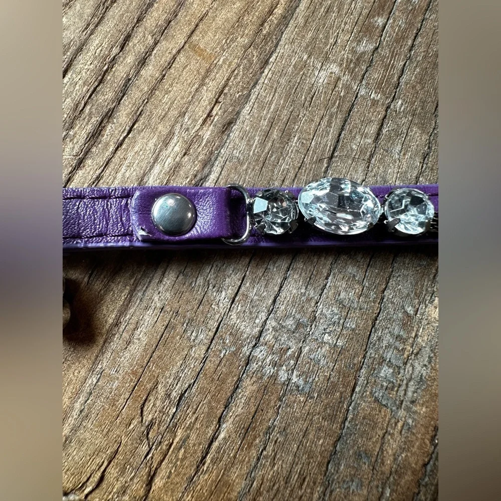 Purple Rhinestone Dog Collar